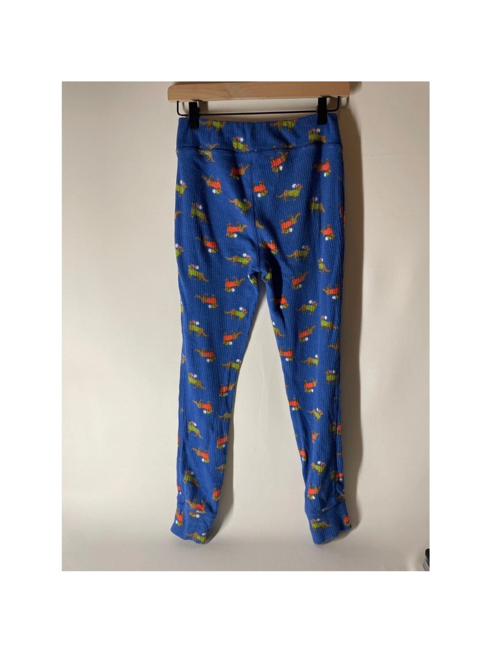 Aerie Thermal Waffle Knit Dachshund Dog Print Pajama Set Blue - Picture 7 of 16